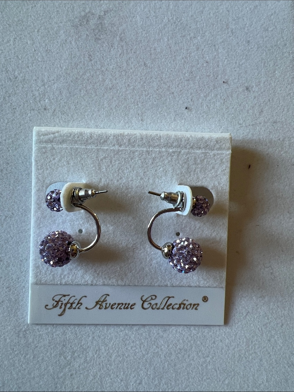 Fifth Avenue Collection Lavender Crystal Double-Sided Hoop Earrings